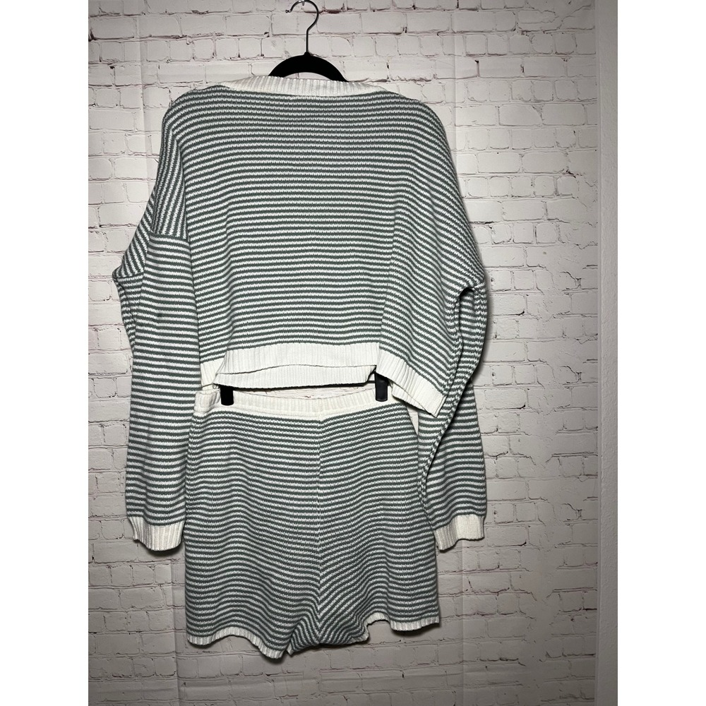 Nasty Gal Striped Knit Crop Sweater High Waist Shorts Lounge Set Plus Size 18-20 - Picture 5 of 7